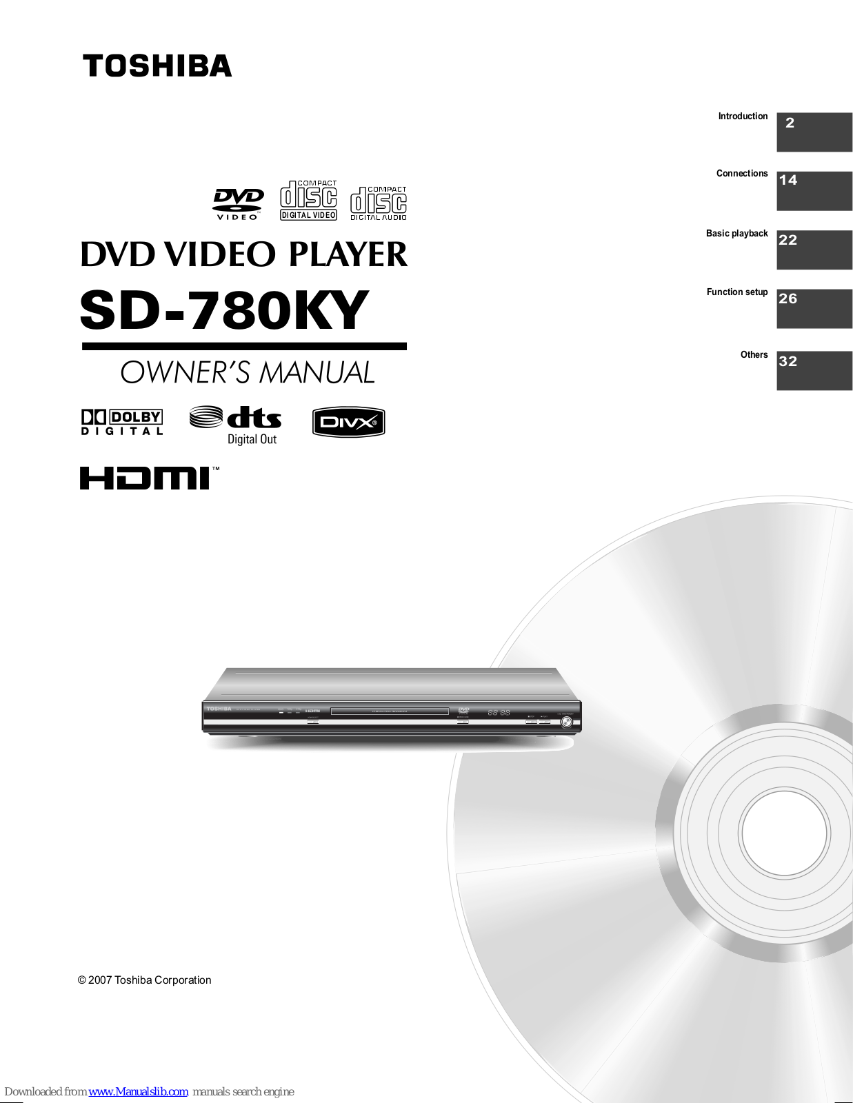 Toshiba SD-780KY Owner's Manual