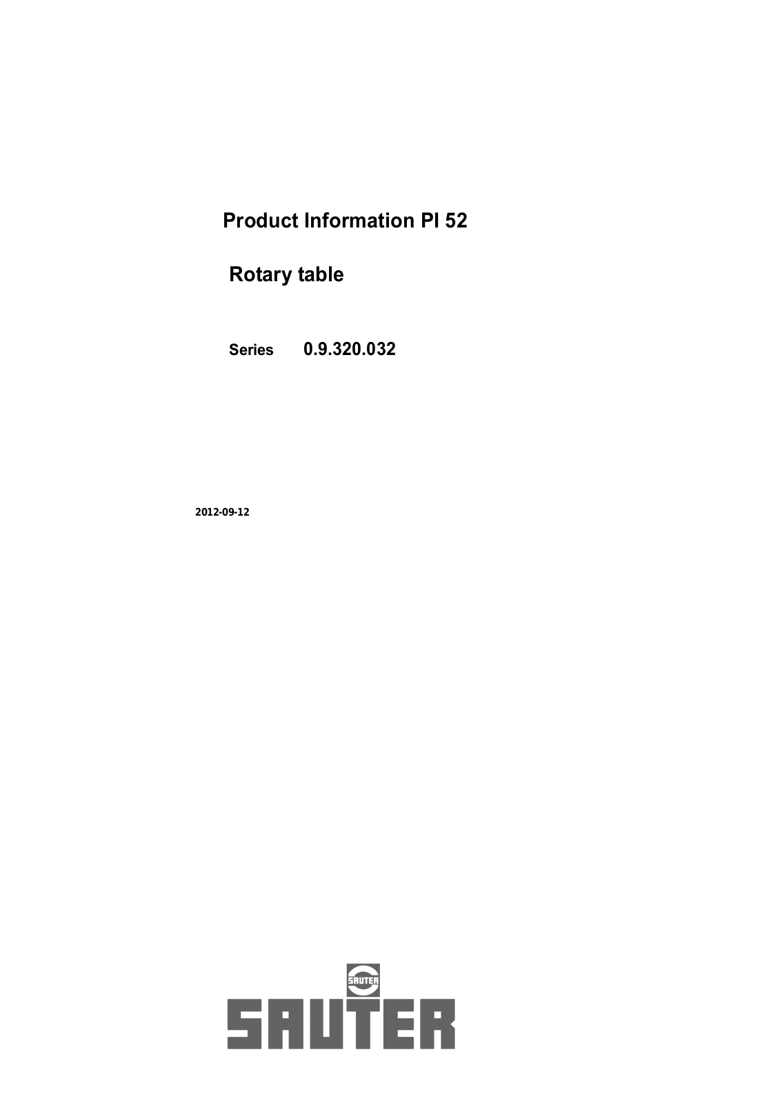 sauter PI 52 User Manual