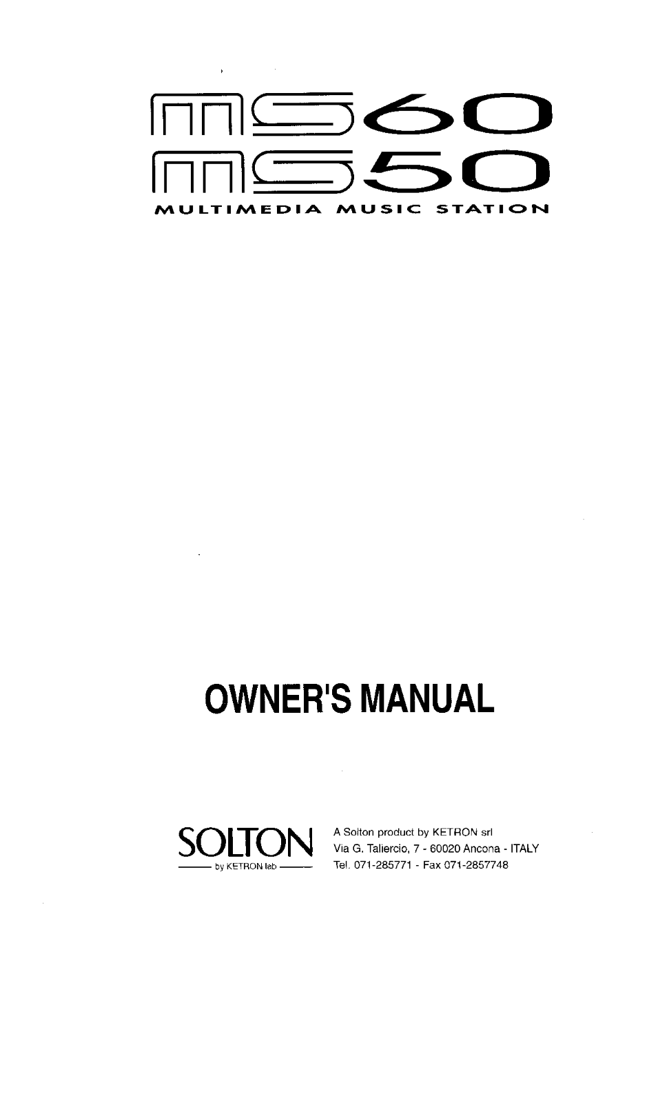 Ketron MS50, MS60 User Manual