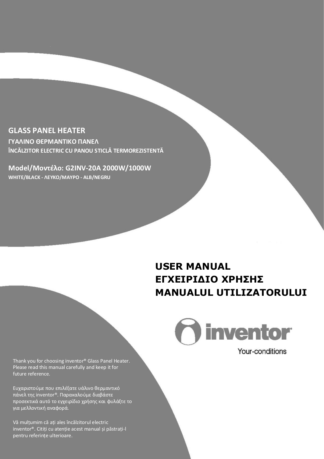 INVENTOR G2INV-20A 2000W, G2INV-20A 1000W User Manual