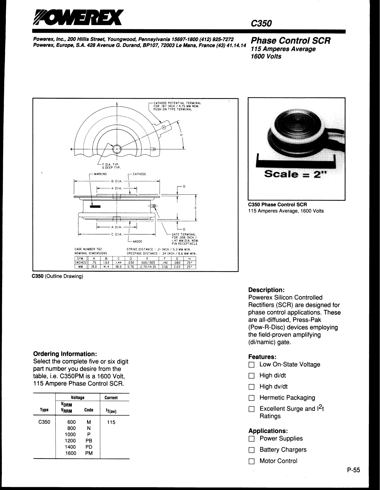 Powerex C350 Data Sheet