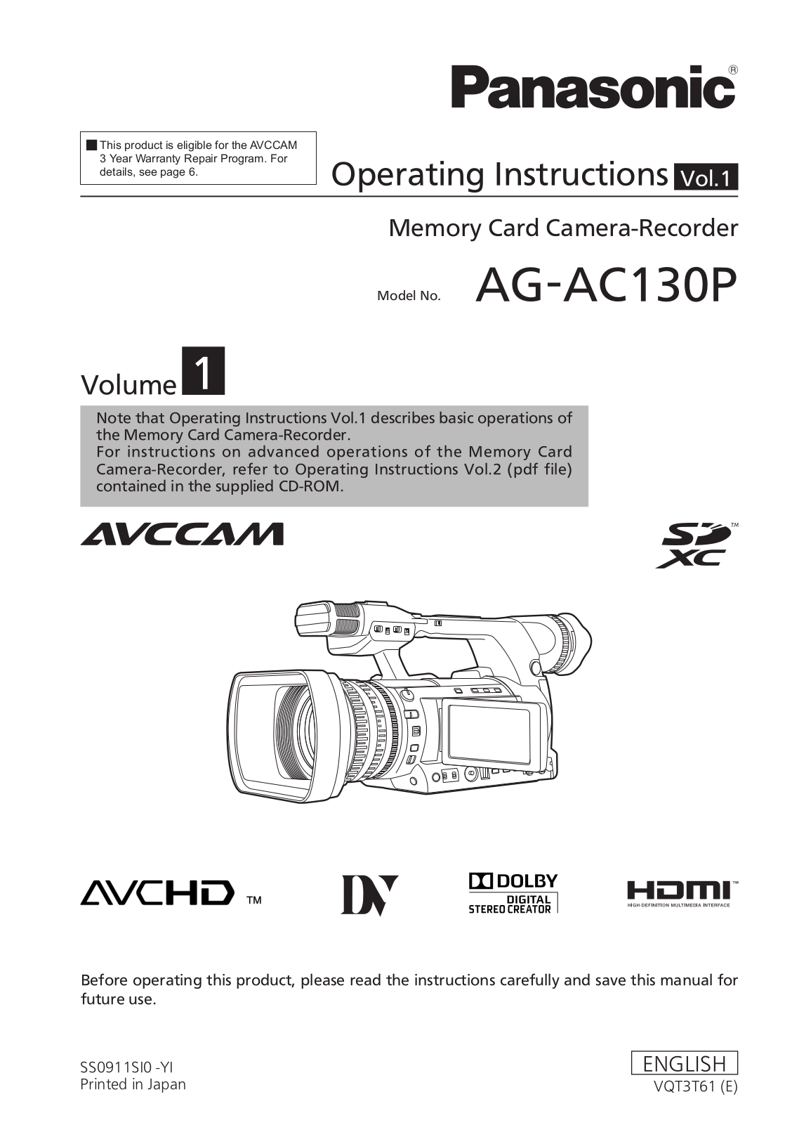 Panasonic AG-AC130P User Manual