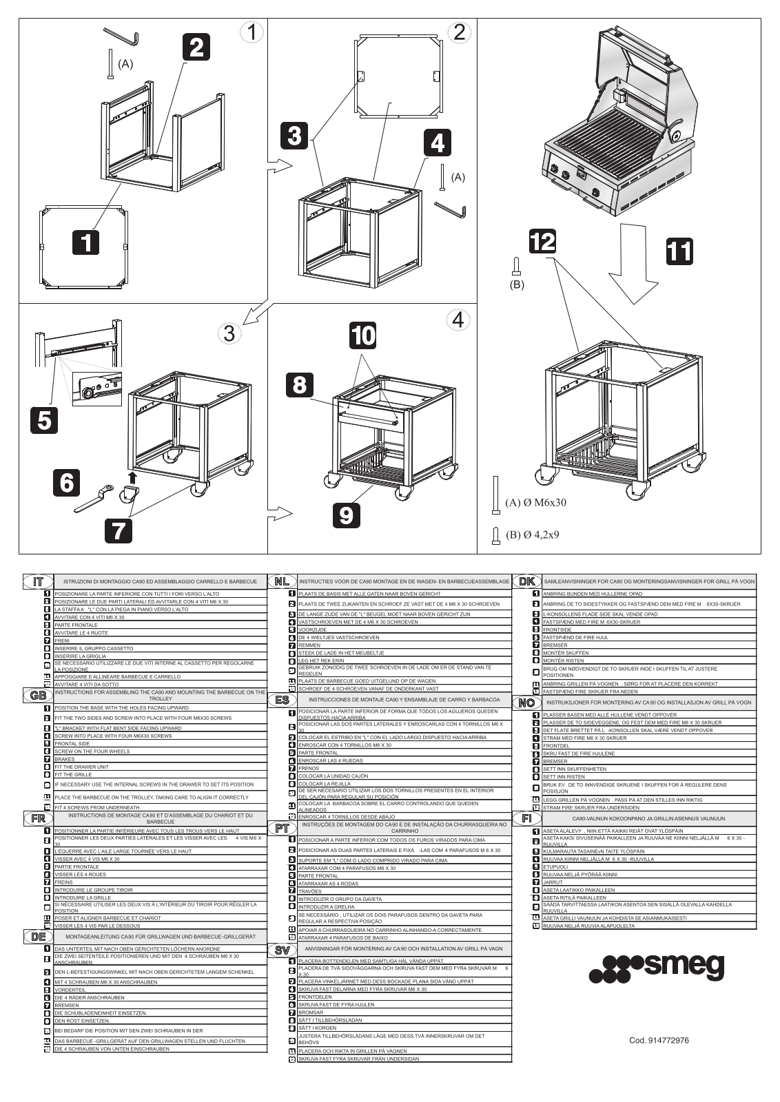 SMEG CA90S, CA90T1, CA60T1, CA60S User Manual