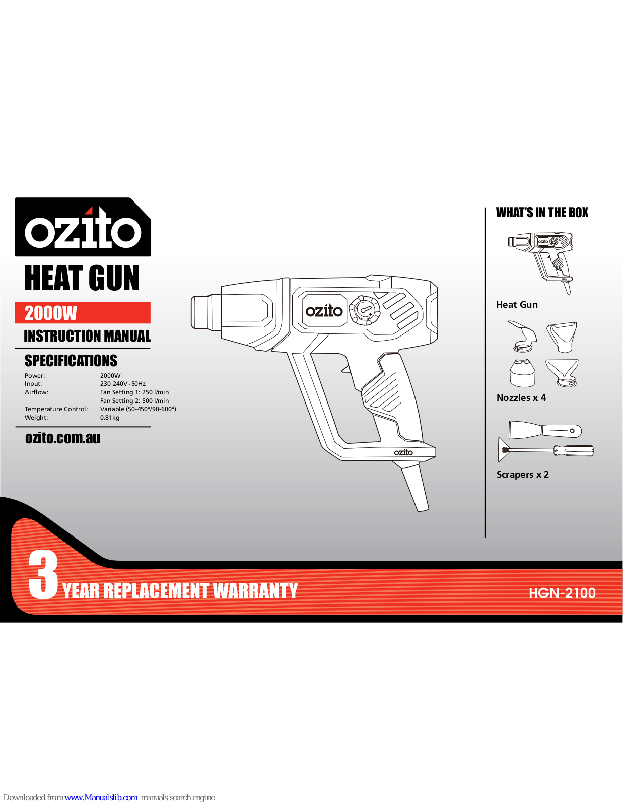 Ozito HGN-2100 Instruction Manual