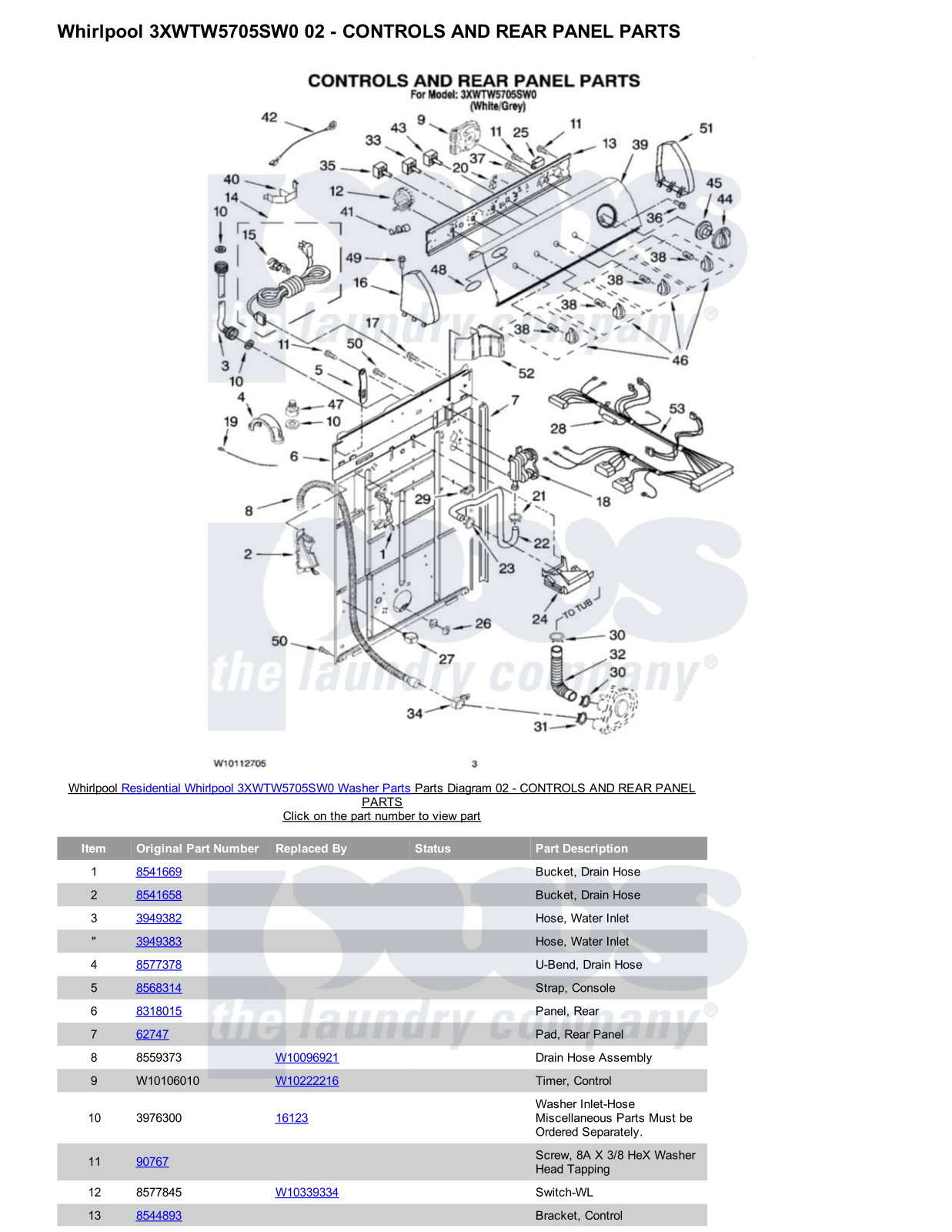 Whirlpool 3XWTW5705SW0 Parts Diagram