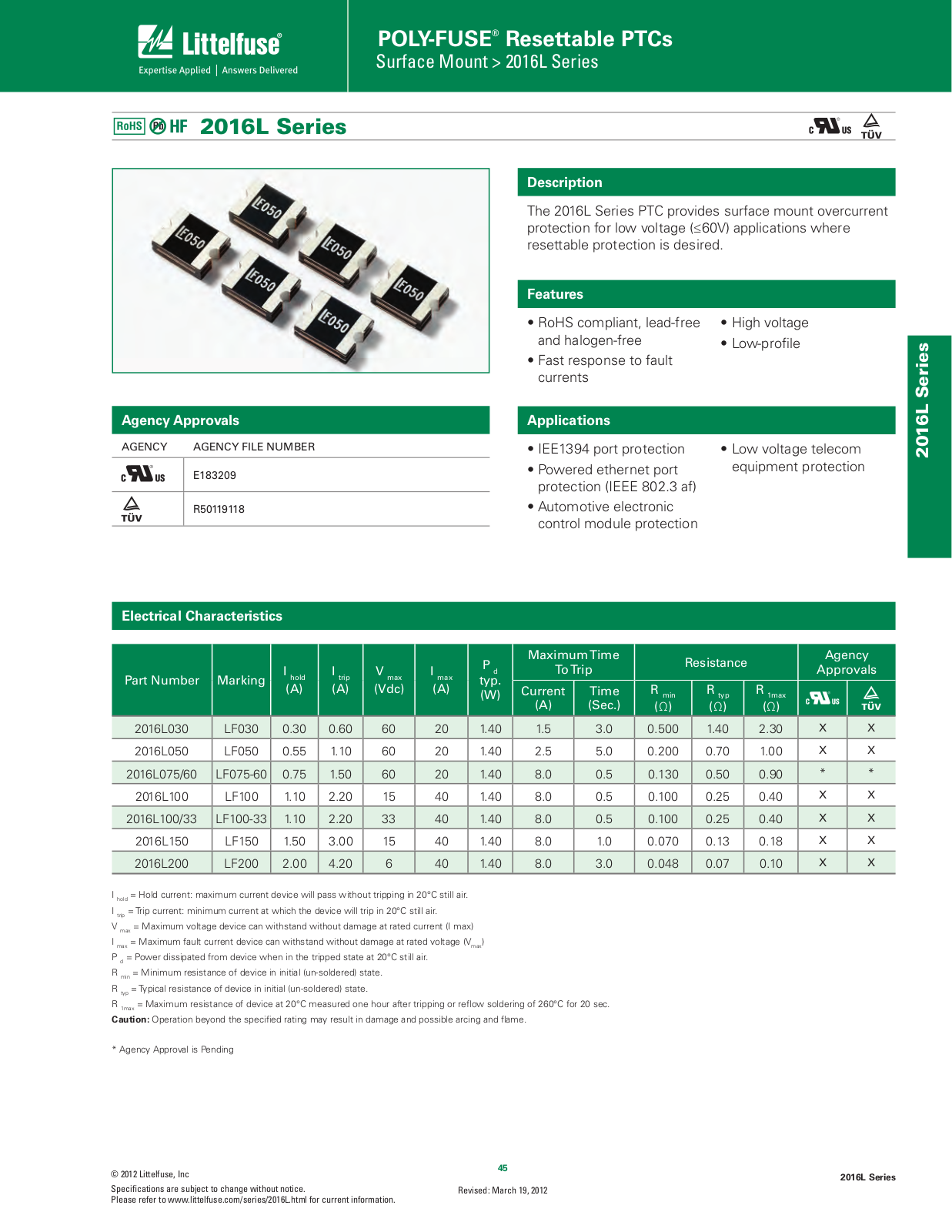 Littelfuse 2016L User Manual