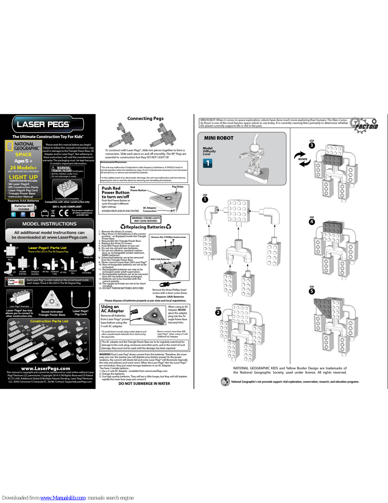 Laser Pegs Mini Robot Model Instructions