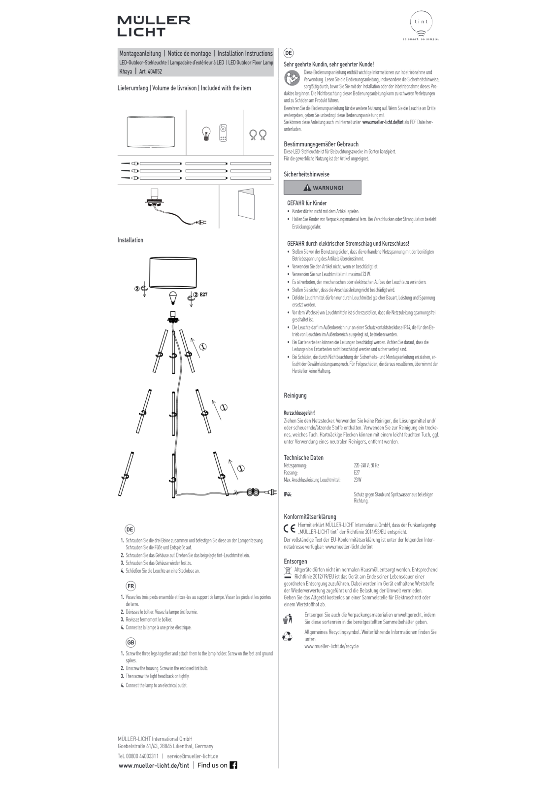 TINT MLI 404052B Instructions - ManualMachine.com