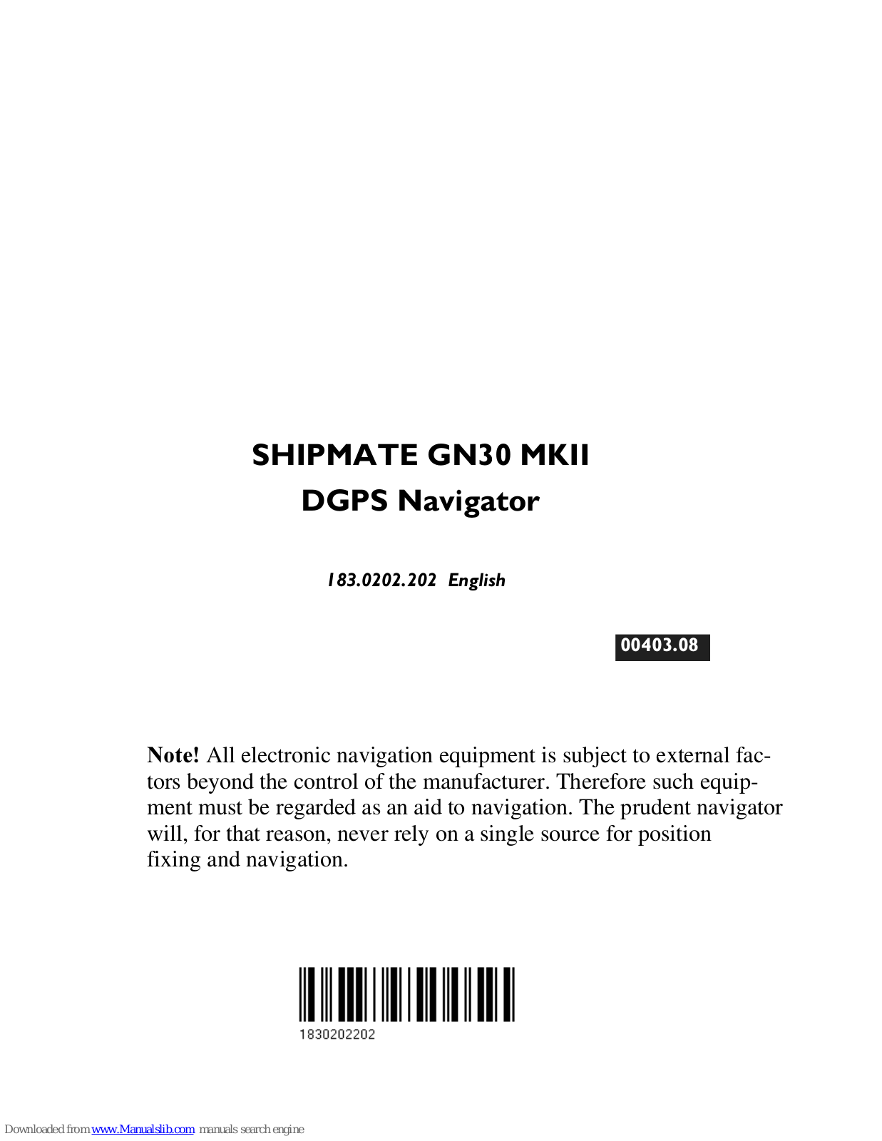 Simrad Shipmate GN30 mkII Operator's Manual