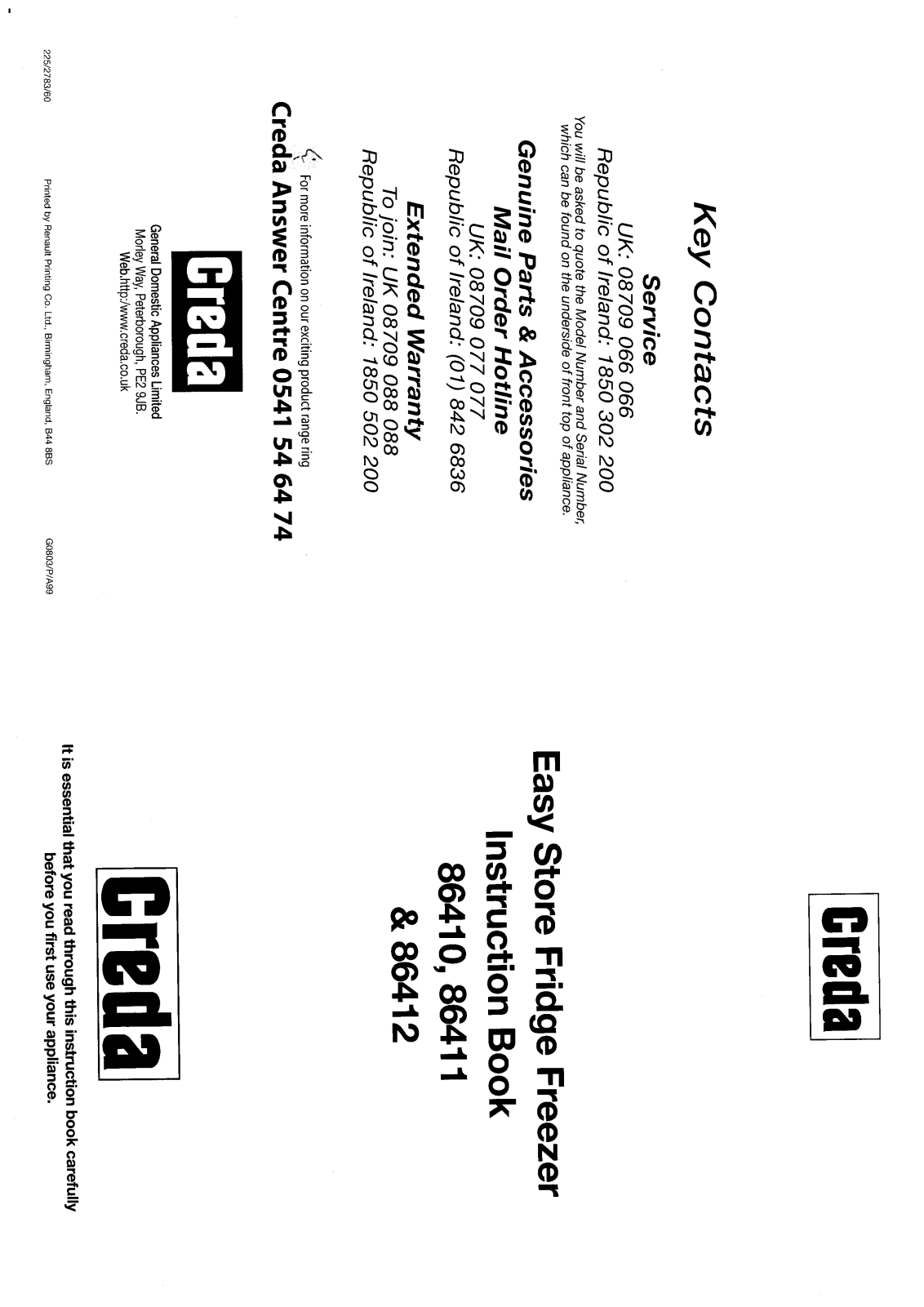 Creda 86410 User Manual