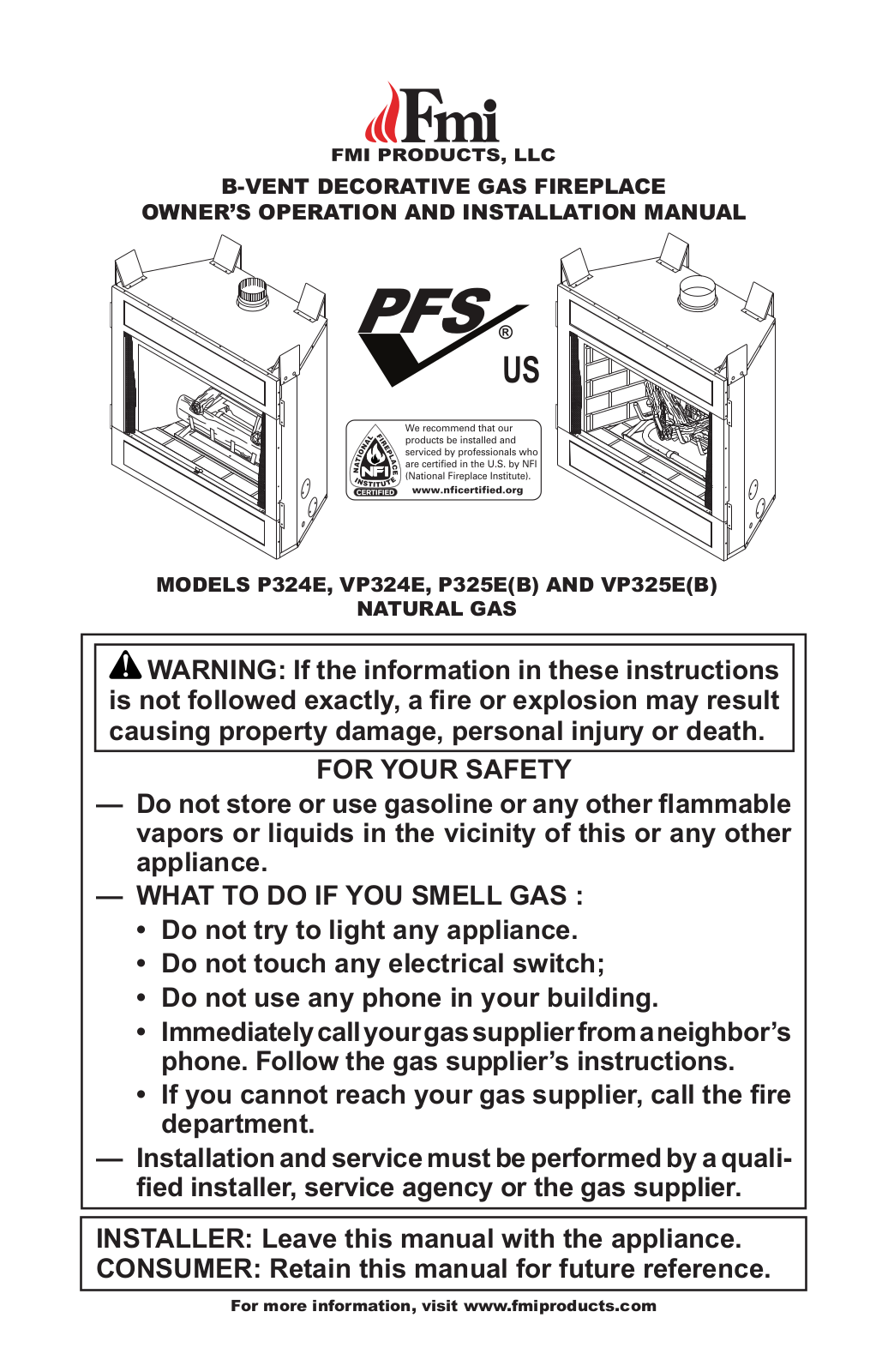 FMI VP324E, P324E, VP325EB, P325EB User Manual