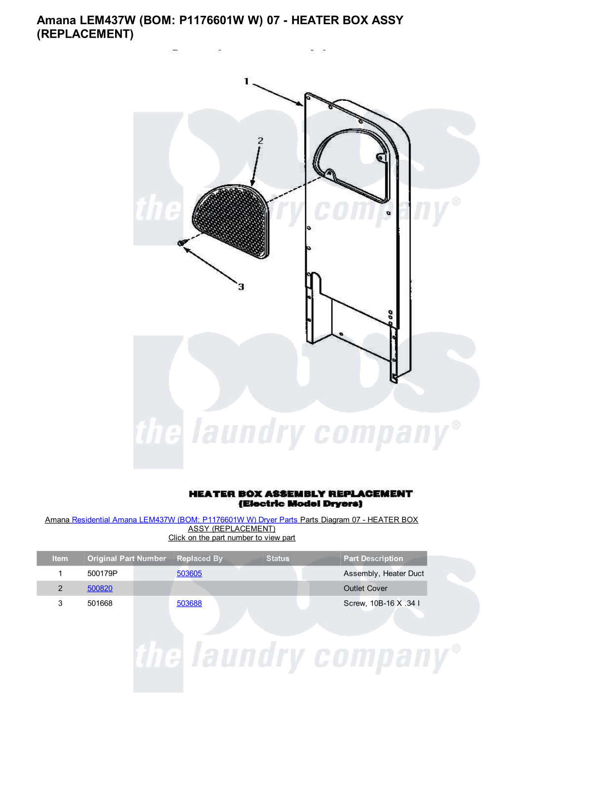 Amana LEM437W Parts Diagram