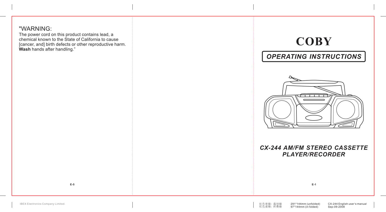 COBY electronic CX-244 User Manual