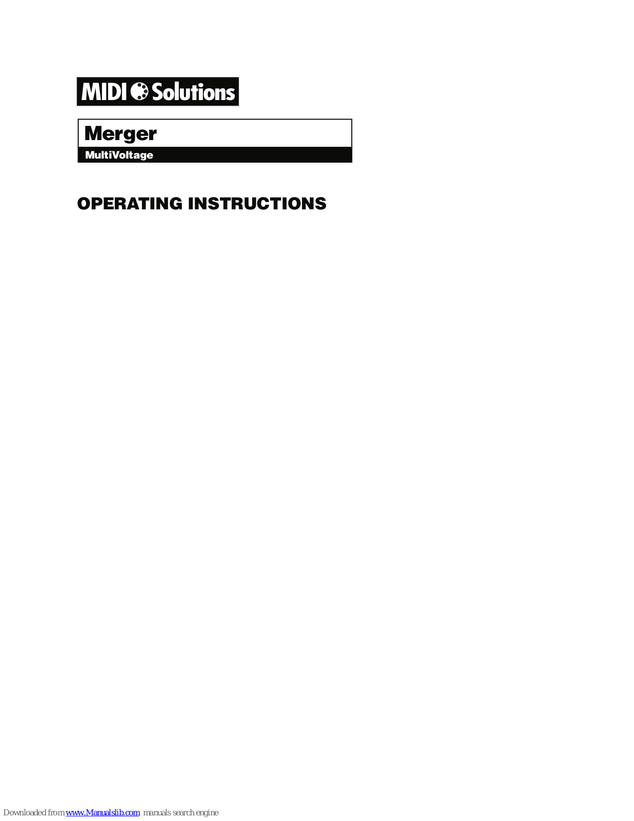 Midi Solutions MultiVoltage Merger Operating Instructions