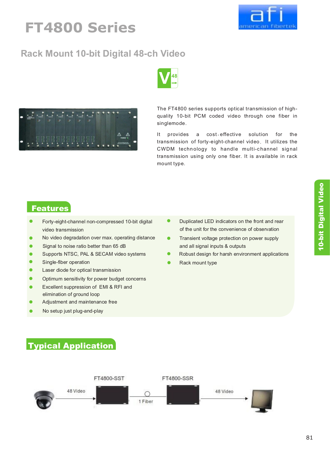 American Fibertek FT4800-SST, FT4800-SSR Specsheet