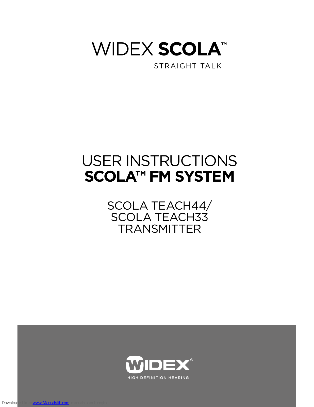 Widex SCOLA TEACH44, SCOLA TEACH33 User Instructions