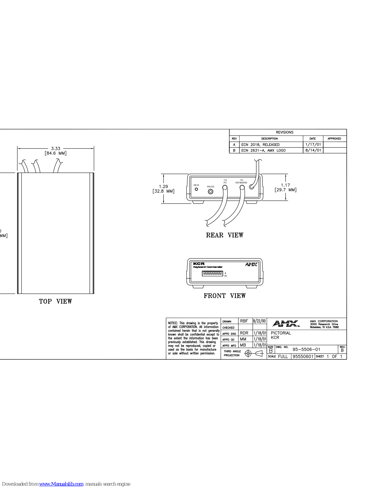 AMX KCR Dimensional Drawing