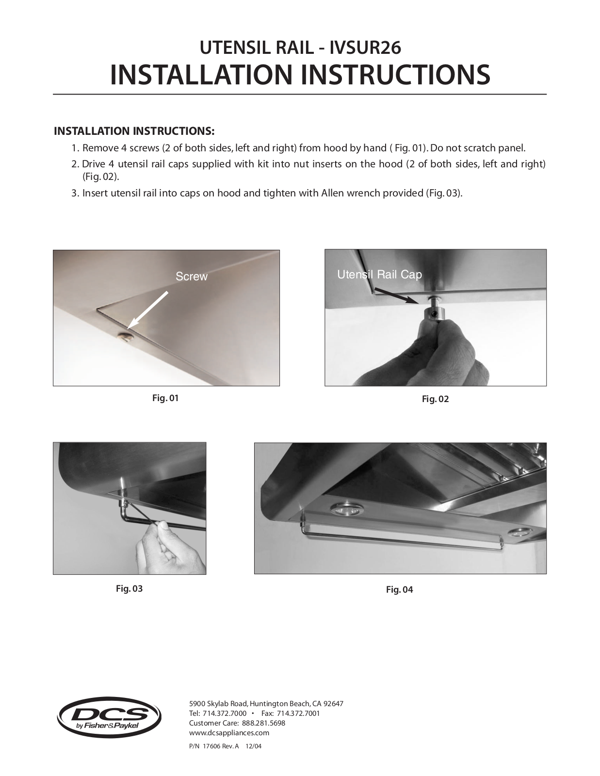 Dynamic Cooking Systems IVSUR26 Installation  Manual