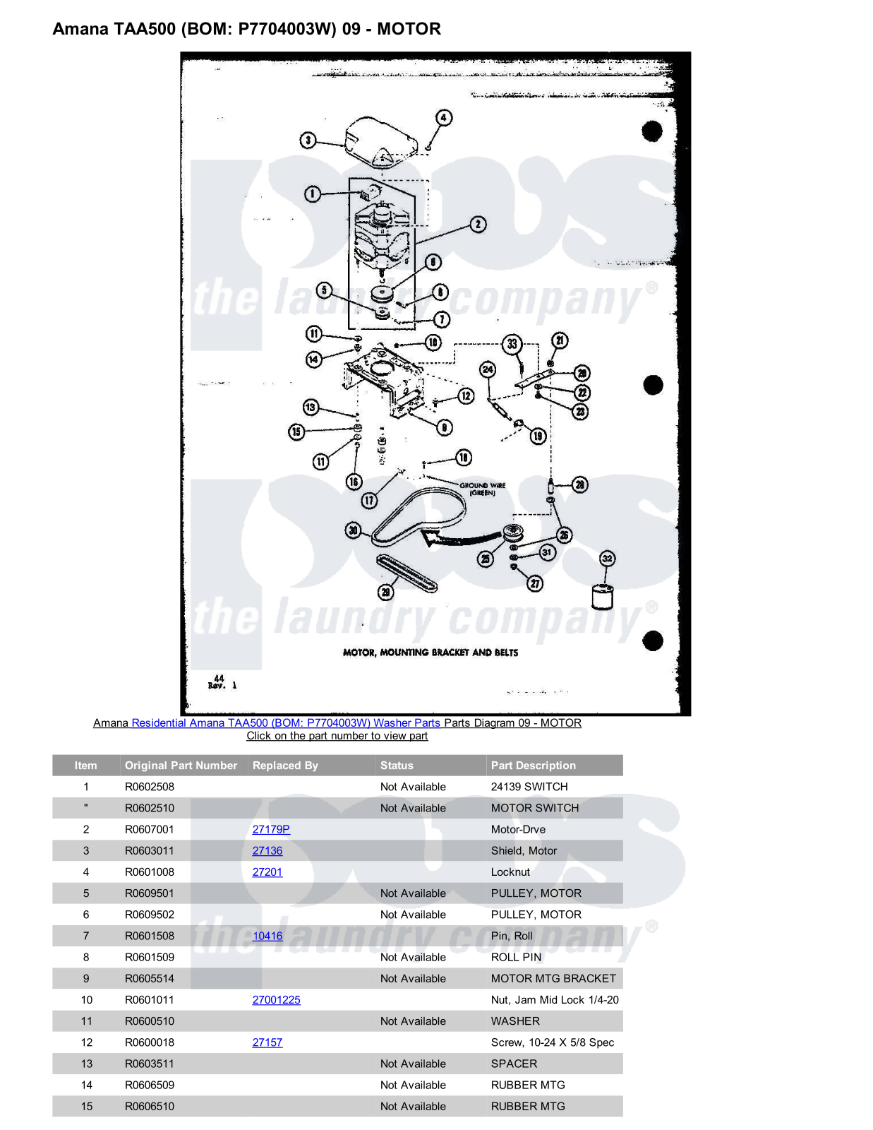 Amana TAA500 Parts Diagram