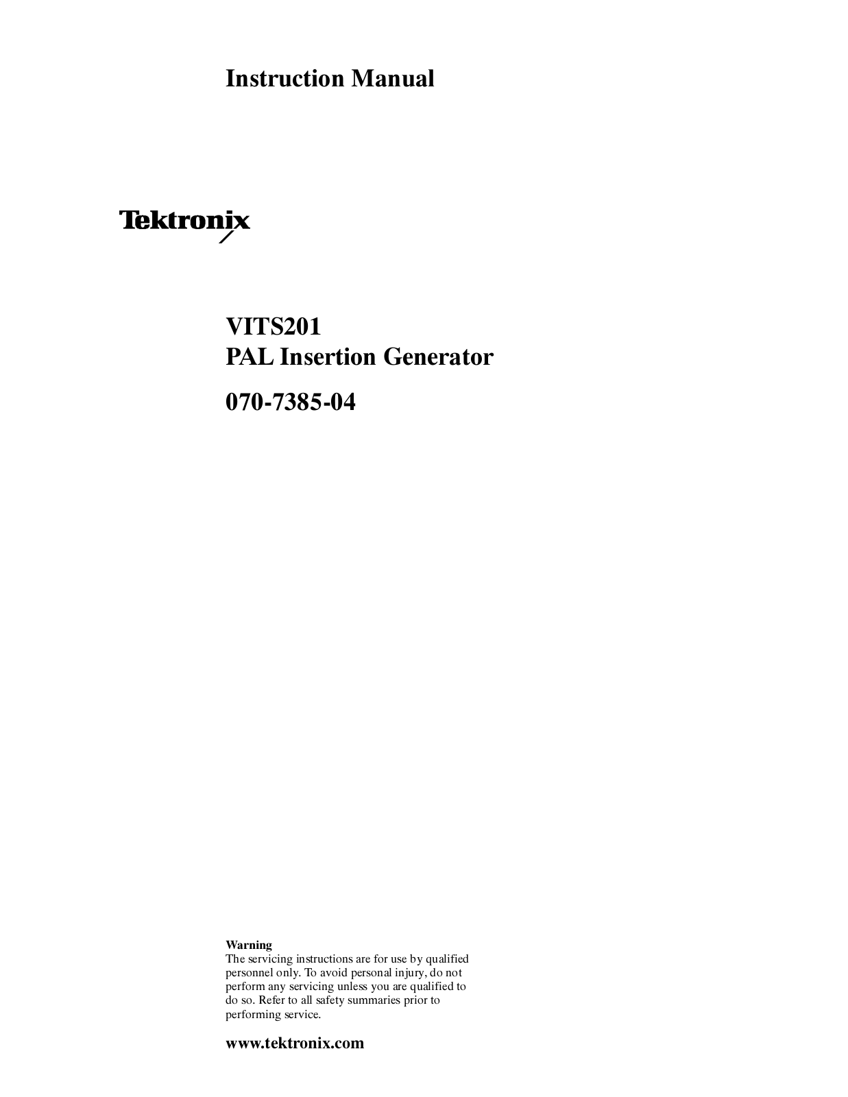 Tektronix VITS201 Service manual