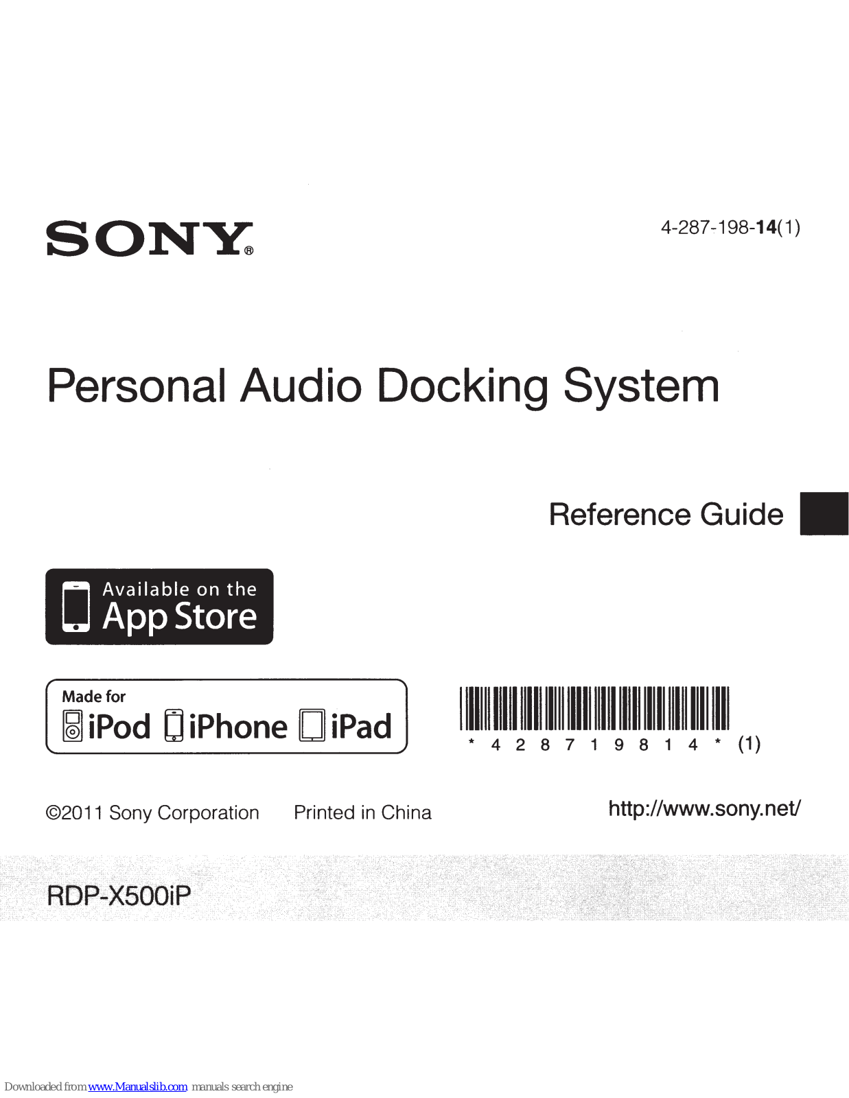 Sony RDO-X500iP, RDP-X500iP Reference Manual - ManualMachine.com