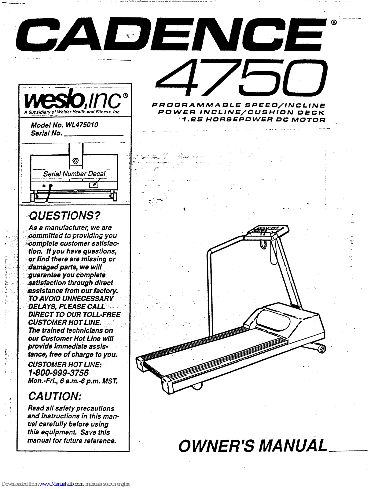 Weslo Cadence 4750 User Manual