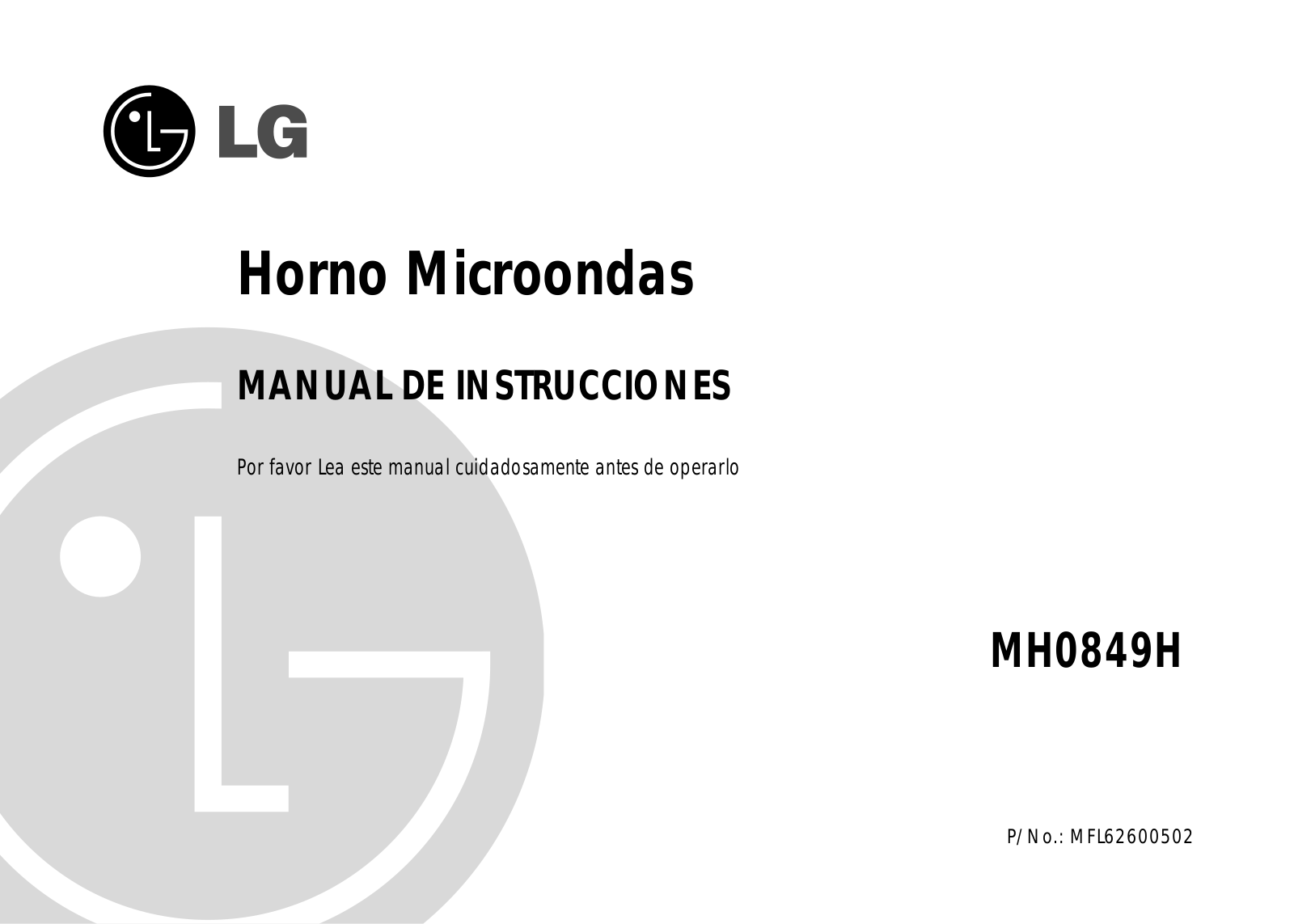 LG MH0849H user manuals