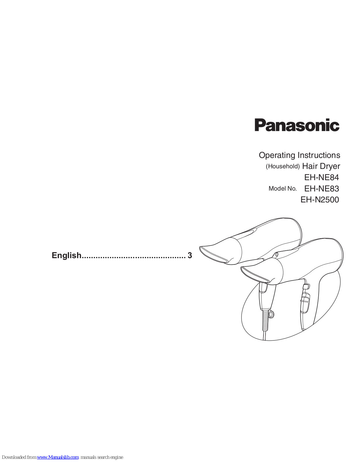 Panasonic EH-NE84, EH-N2500, EH-NE83 Operating Instructions Manual