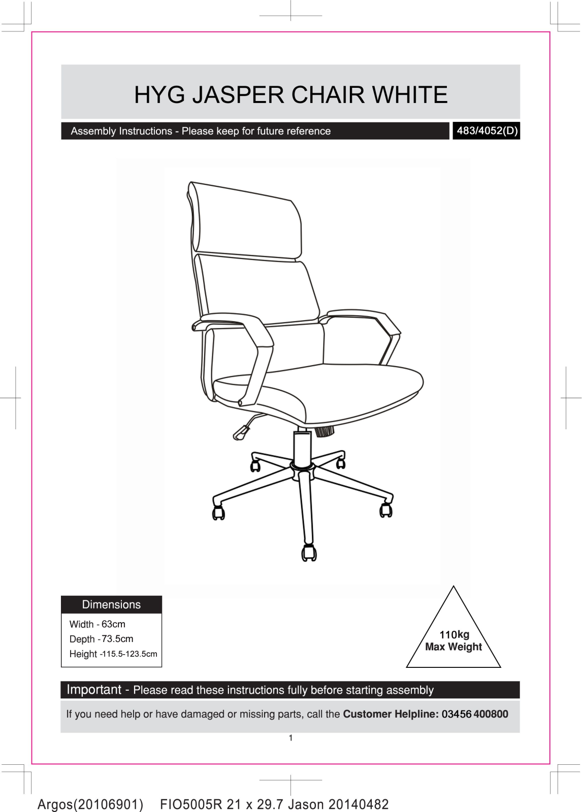 Hygena F105023R Instruction manual