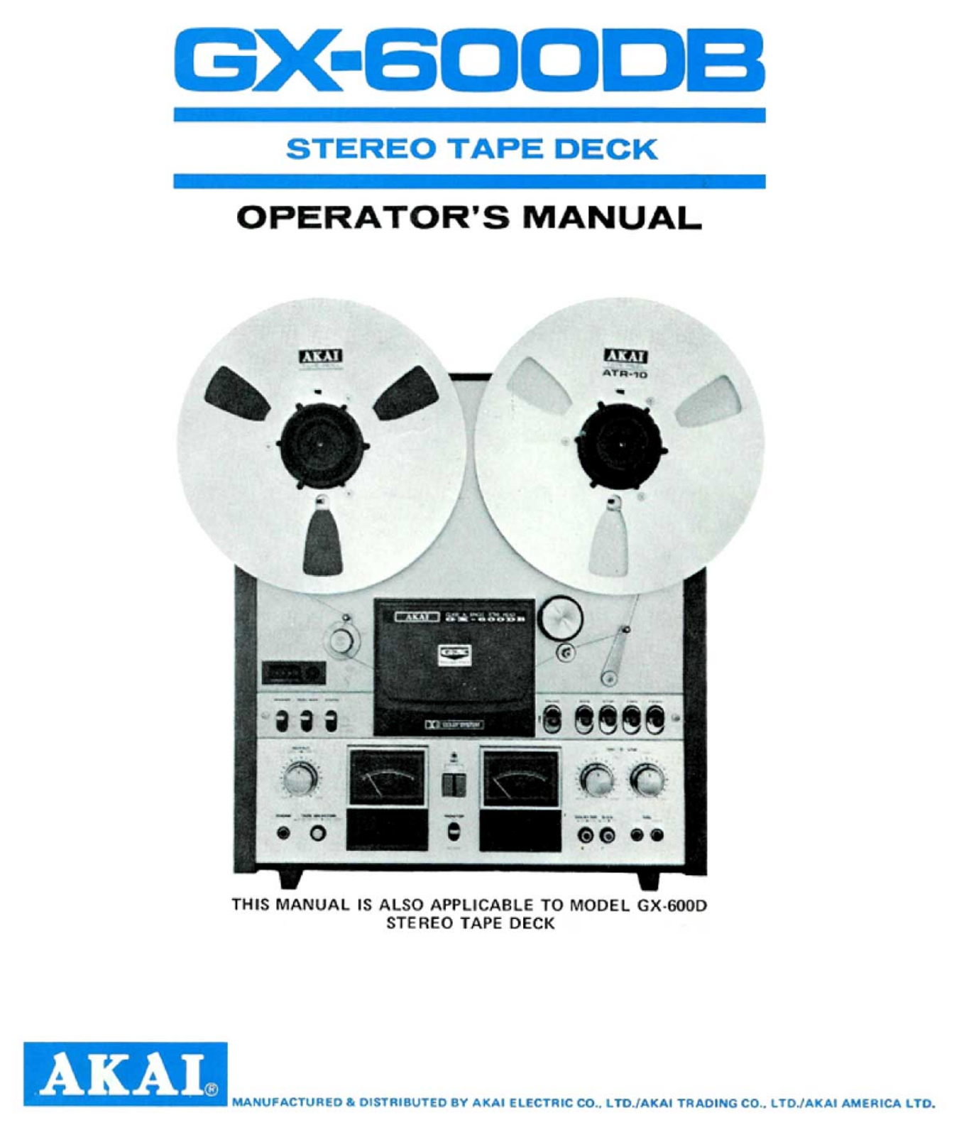 Akai GX-600-DB Owners manual