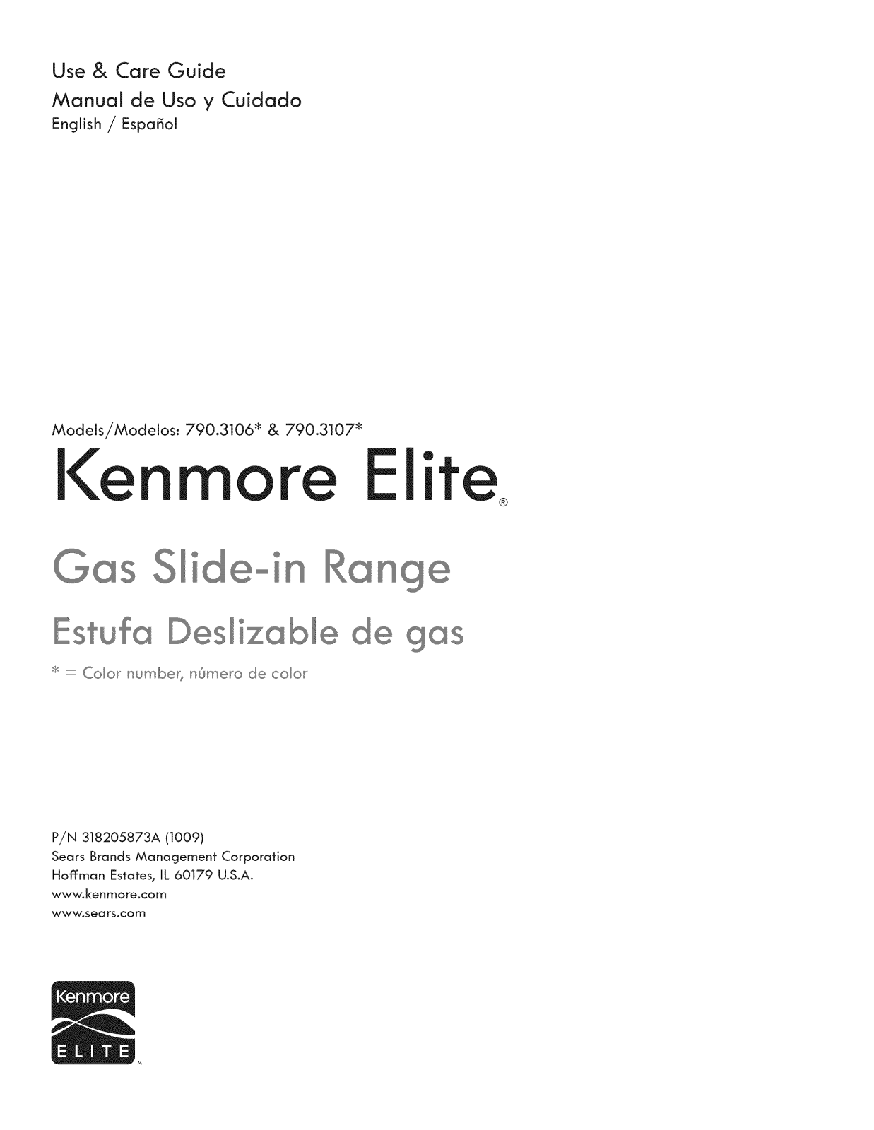 Kenmore Elite 79031073100, 79031069100, 79031063100, 79031062100 Owner’s Manual