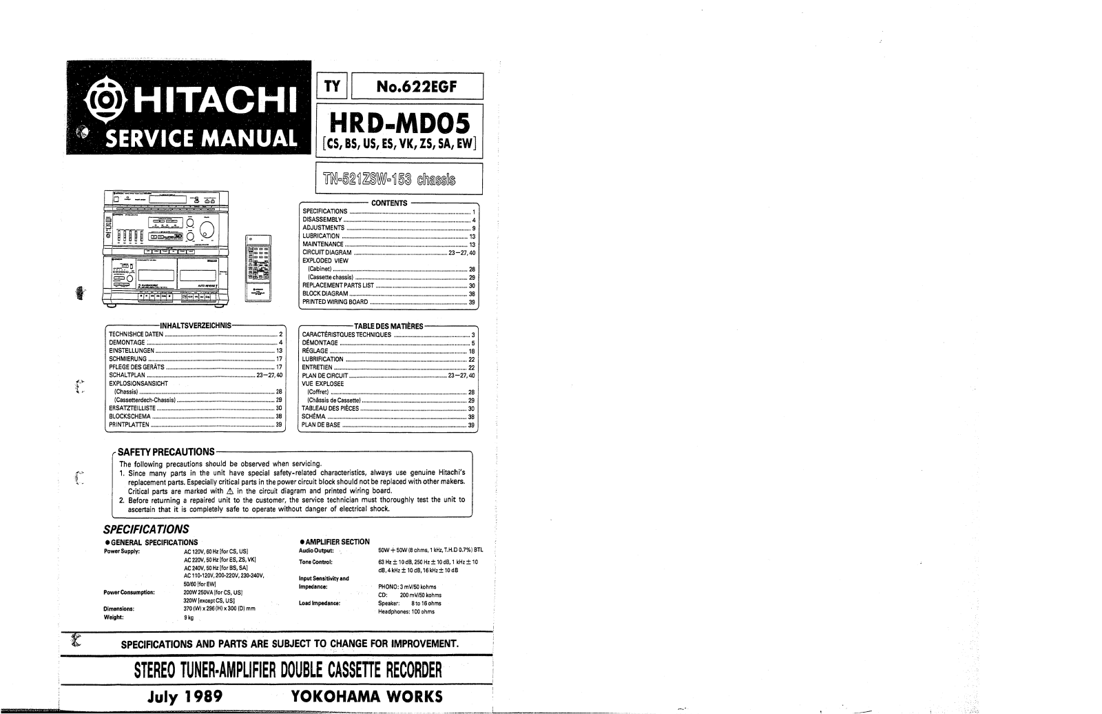 Hitachi HRDMD-05 Service manual