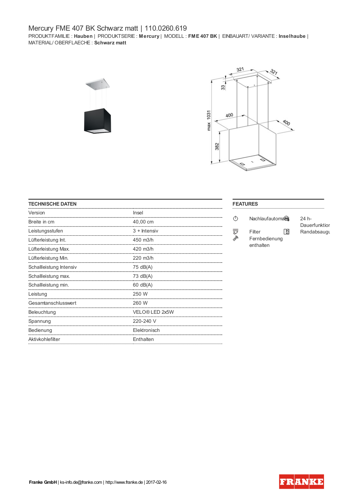 Franke 110.0260.619 Service Manual