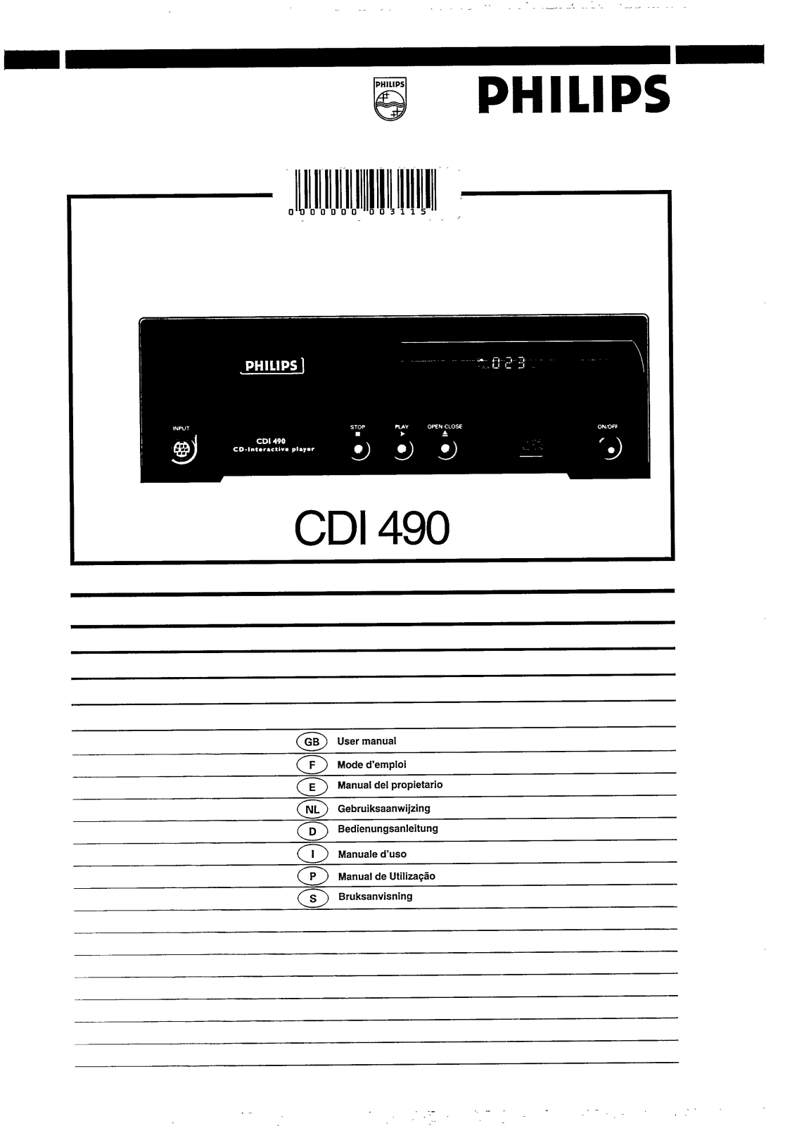 Philips CDI490/00 User Manual