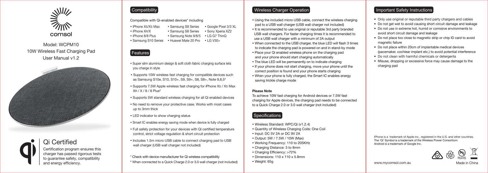 Comsol WCPM10 User manual