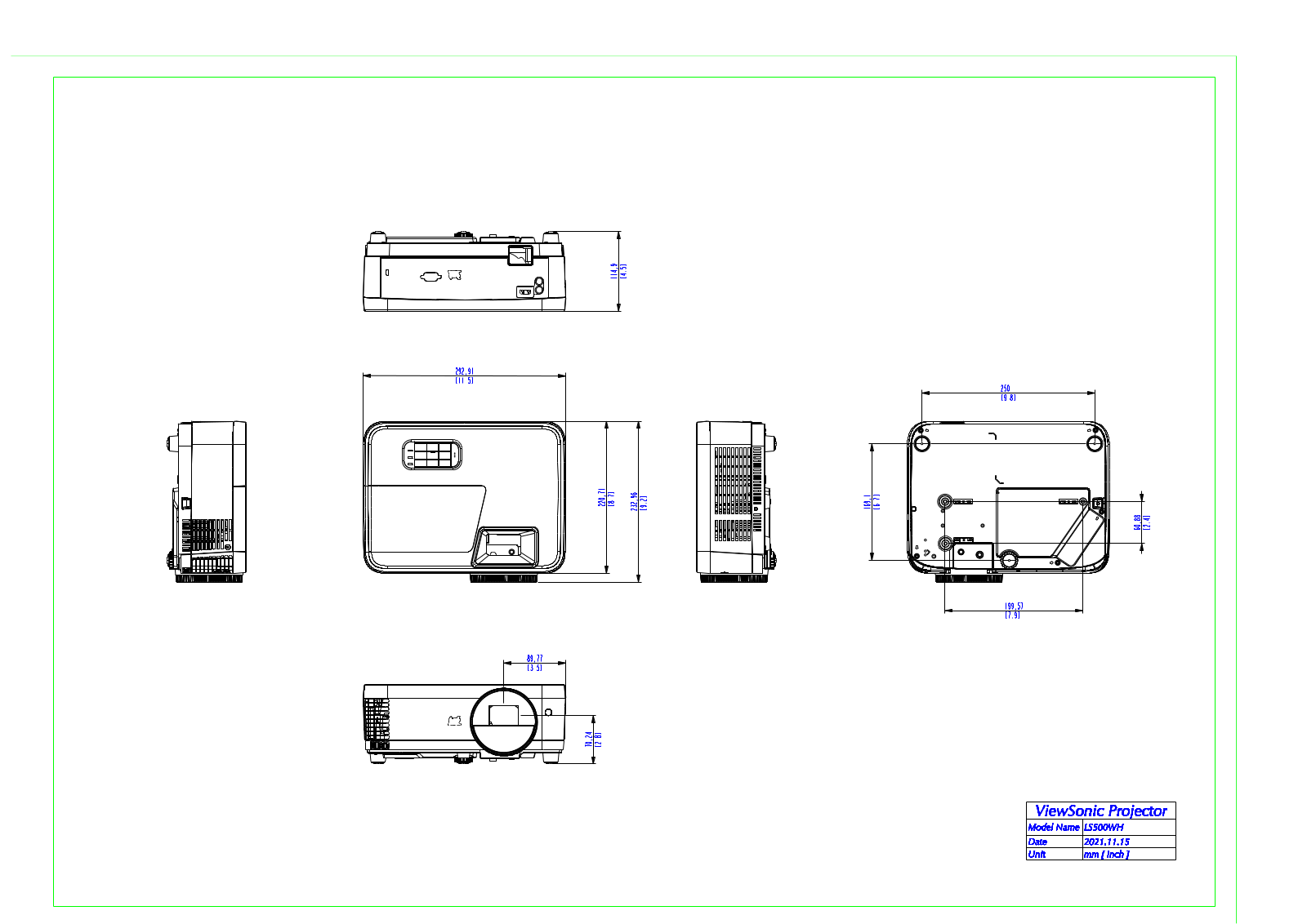 Viewsonic LS500WH 2D drawing - ManualMachine.com