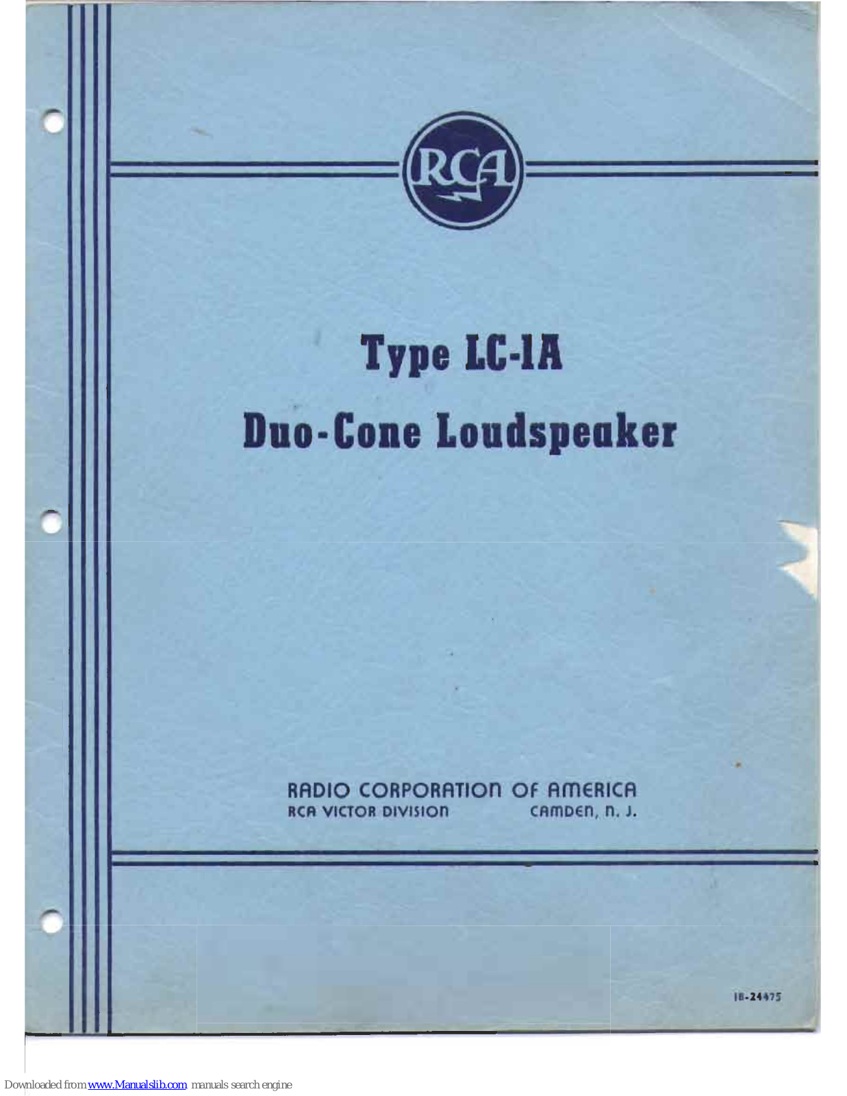 RCA LC-1A, MI-11411, MI-11401, MI-11401-A, MI-11707 Instructions Manual