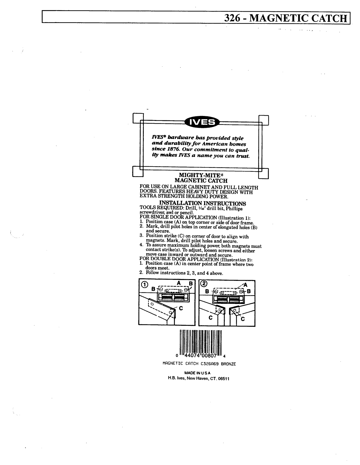 Ives 326 User Manual - ManualMachine.com