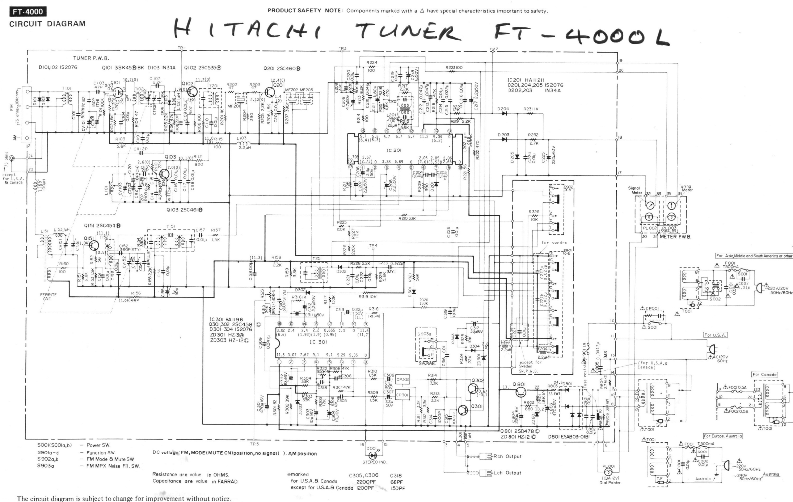 Hitachi FT-4000-L Schematic