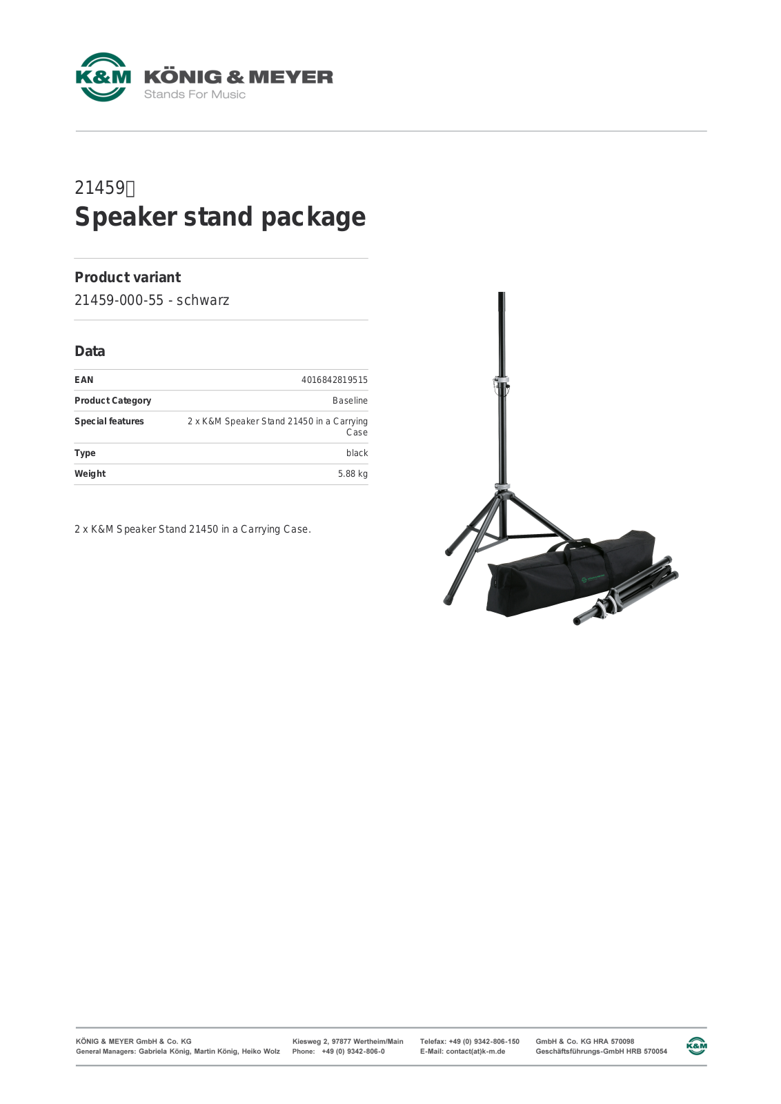 K&M 21459 Data Sheet