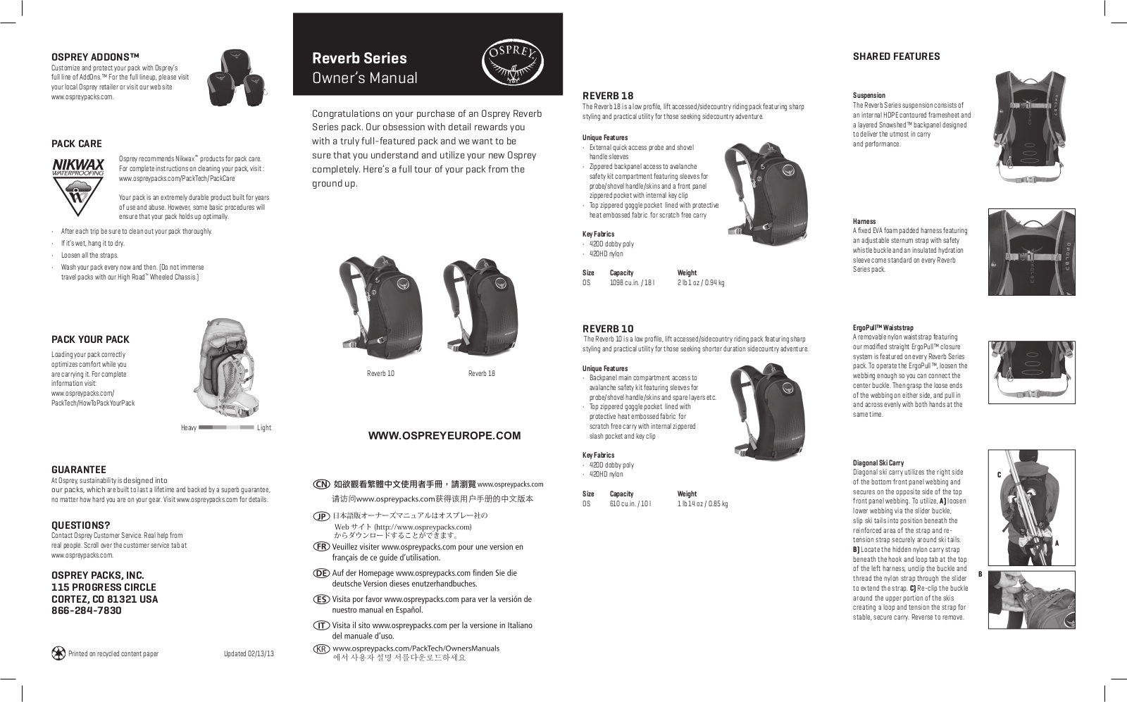 Osprey REVERB 10 User Manual