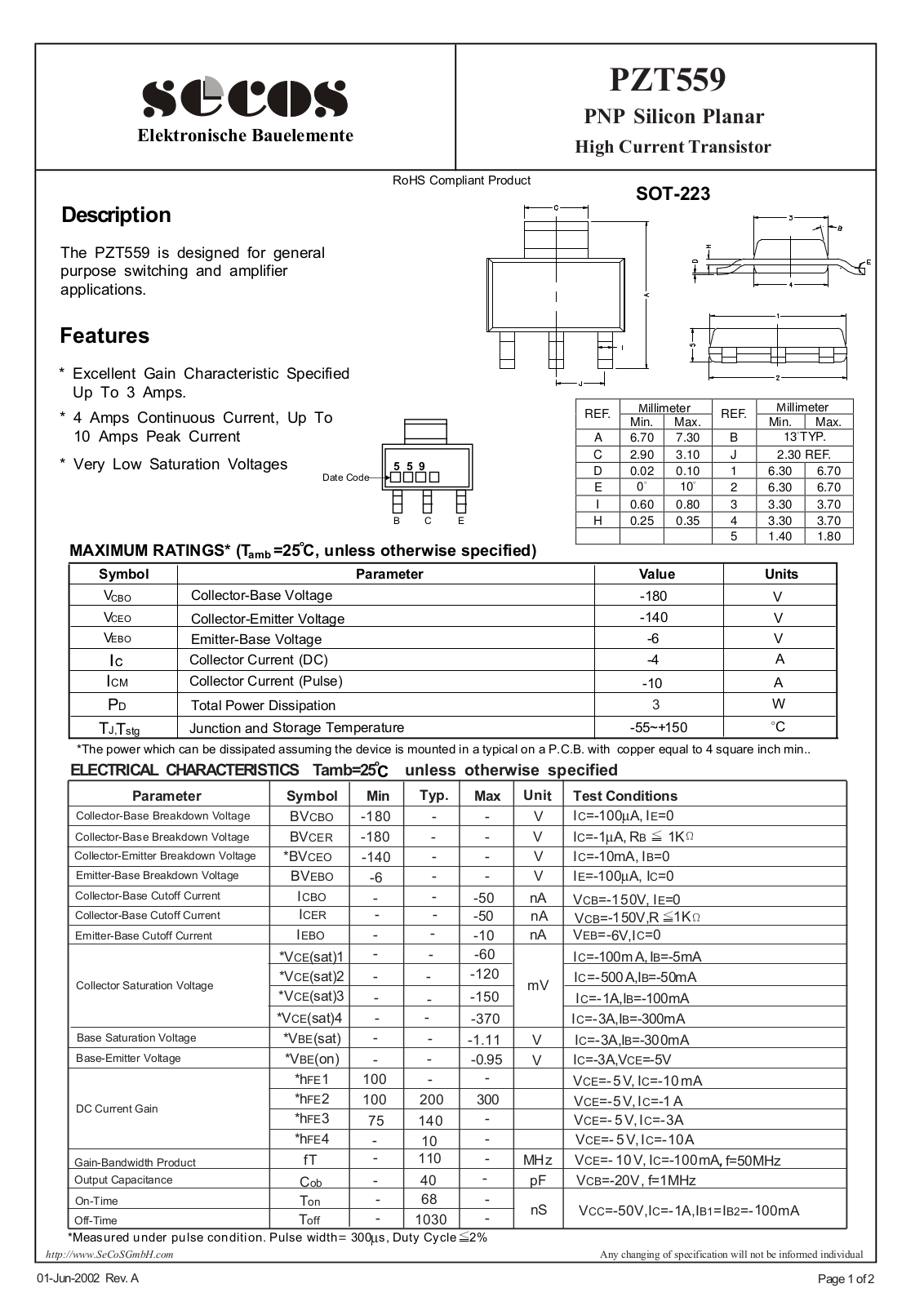 Datasheet pzt559 Datasheet - ManualMachine.com