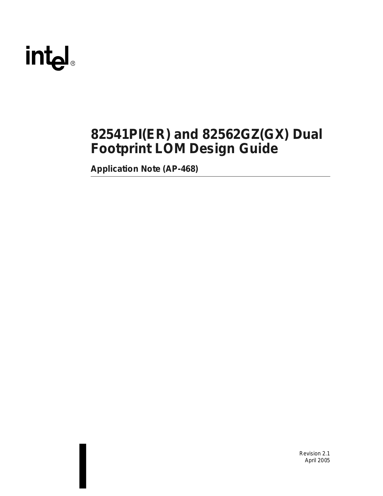 Intel 82541PI, 82562GZ, 82541ER, 82562GX Design Manual