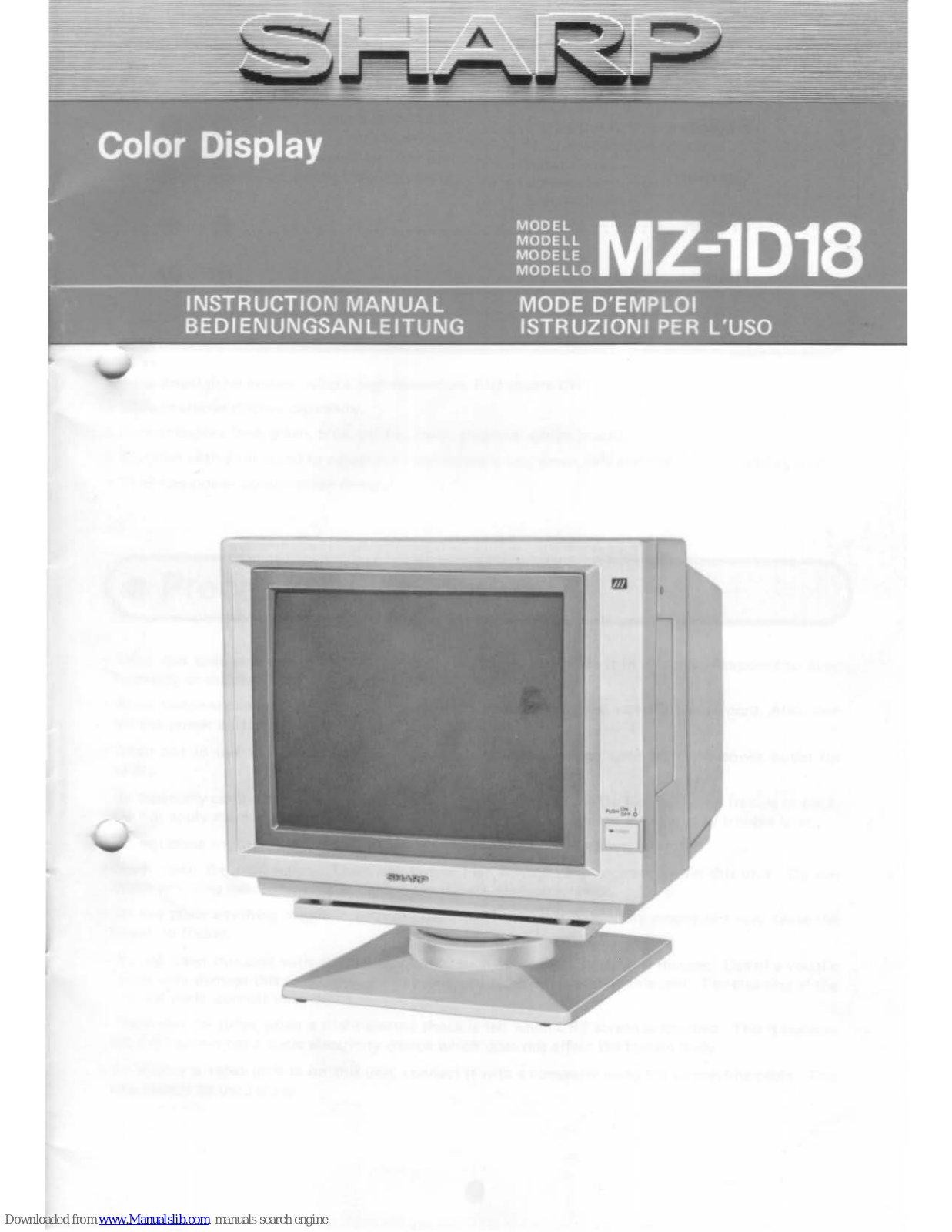 Sharp MZ-1D18 Instruction Manual - ManualMachine.com