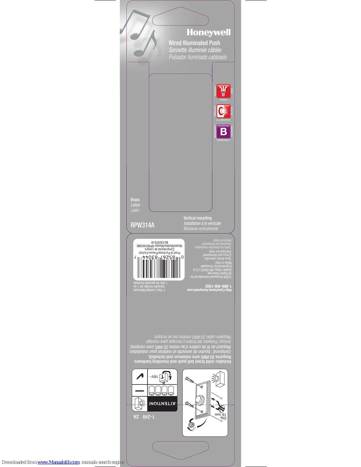 Honeywell RPW314A Instruction Leaflet