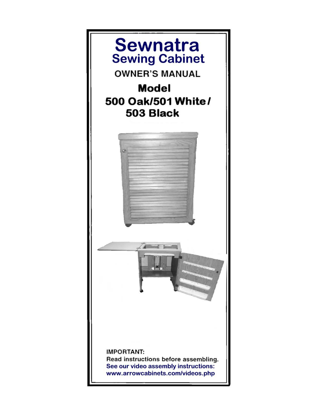 Arrow Sewing Cabinets ARSC1002 Installation & Assembly - ManualMachine.com