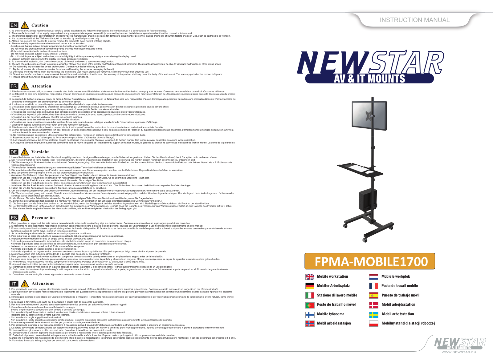 Newstar FPMA-MOBILE1700 User Manual