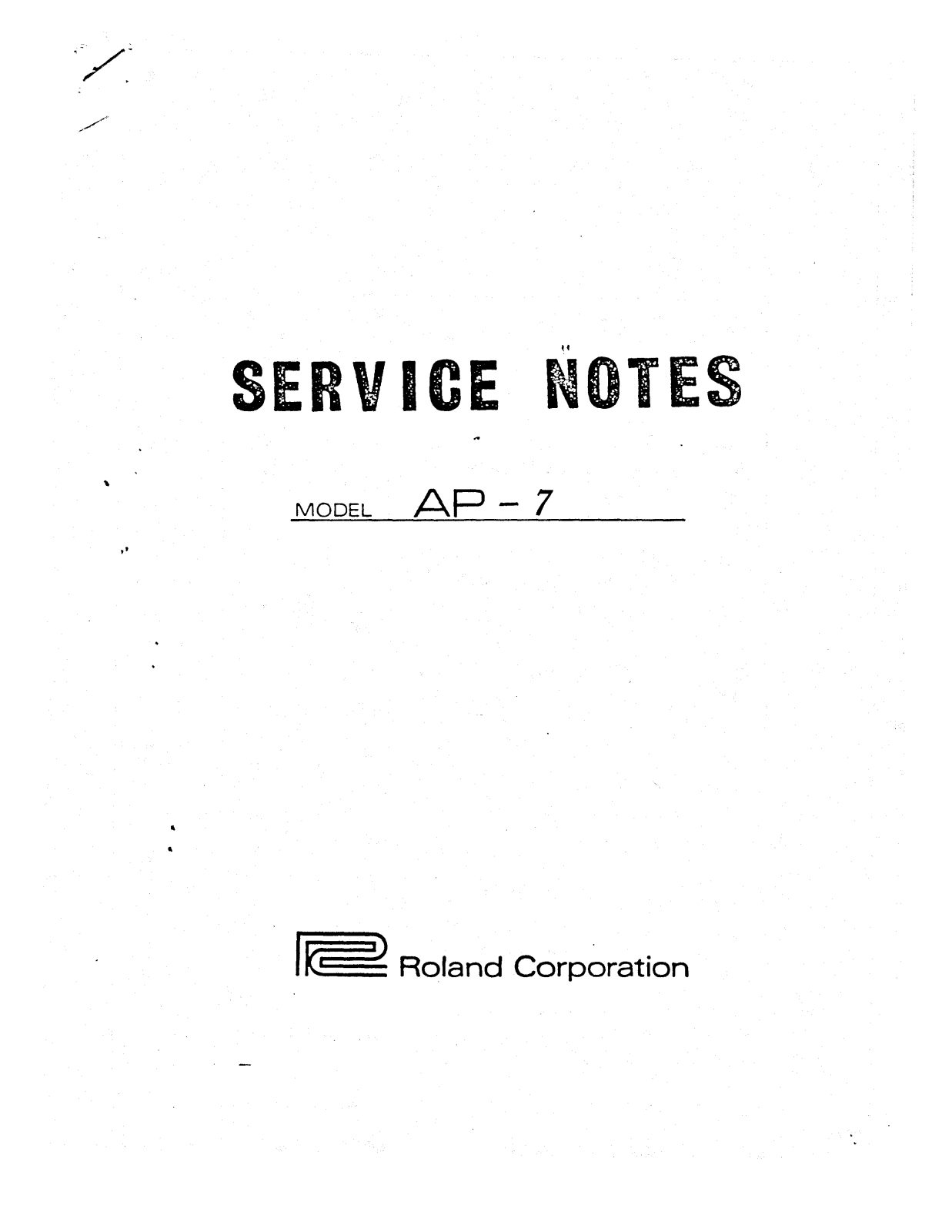 Roland Jet Phaser AP-7 Service Manual