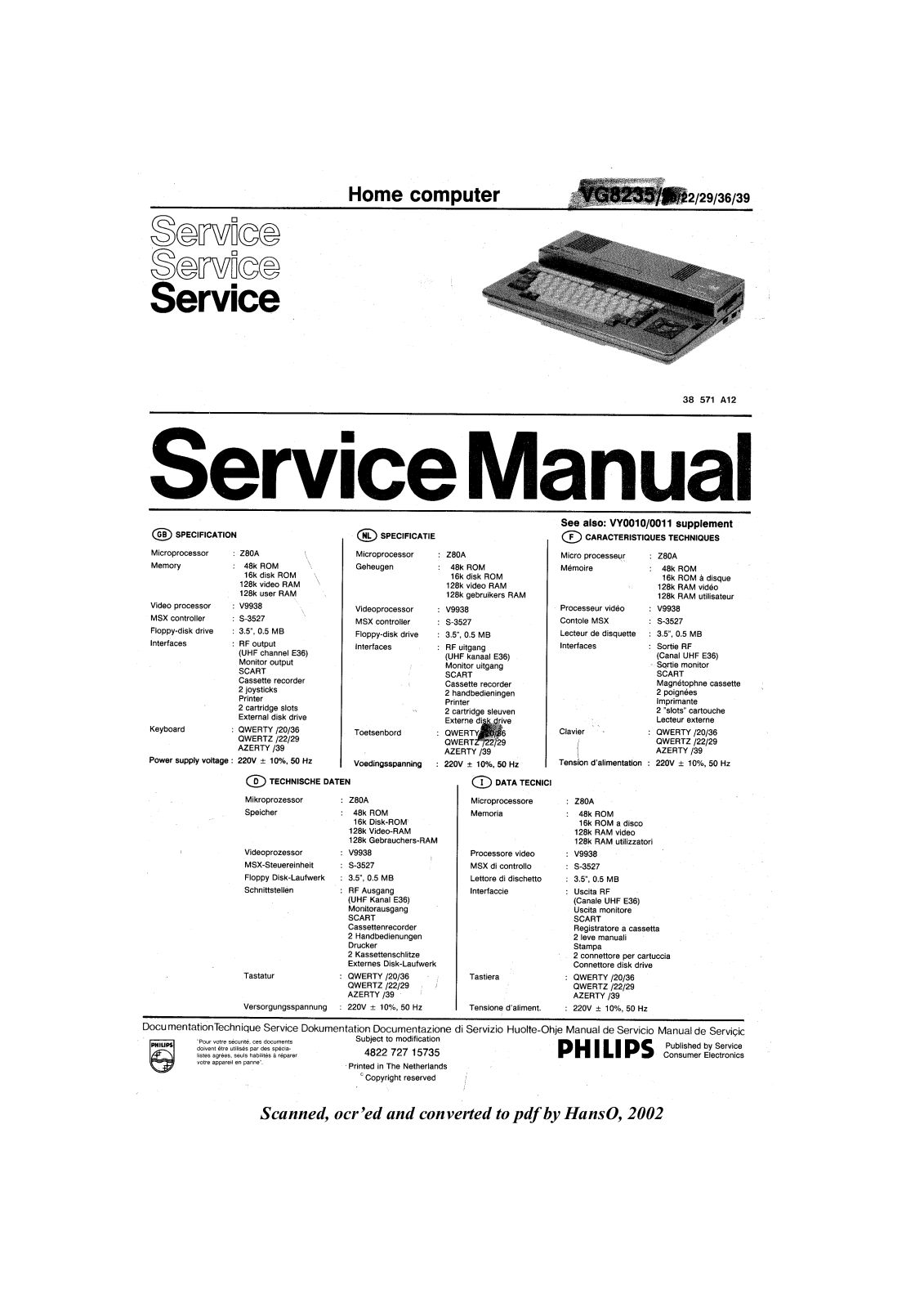 Philips _vg8235 Datasheet - ManualMachine.com