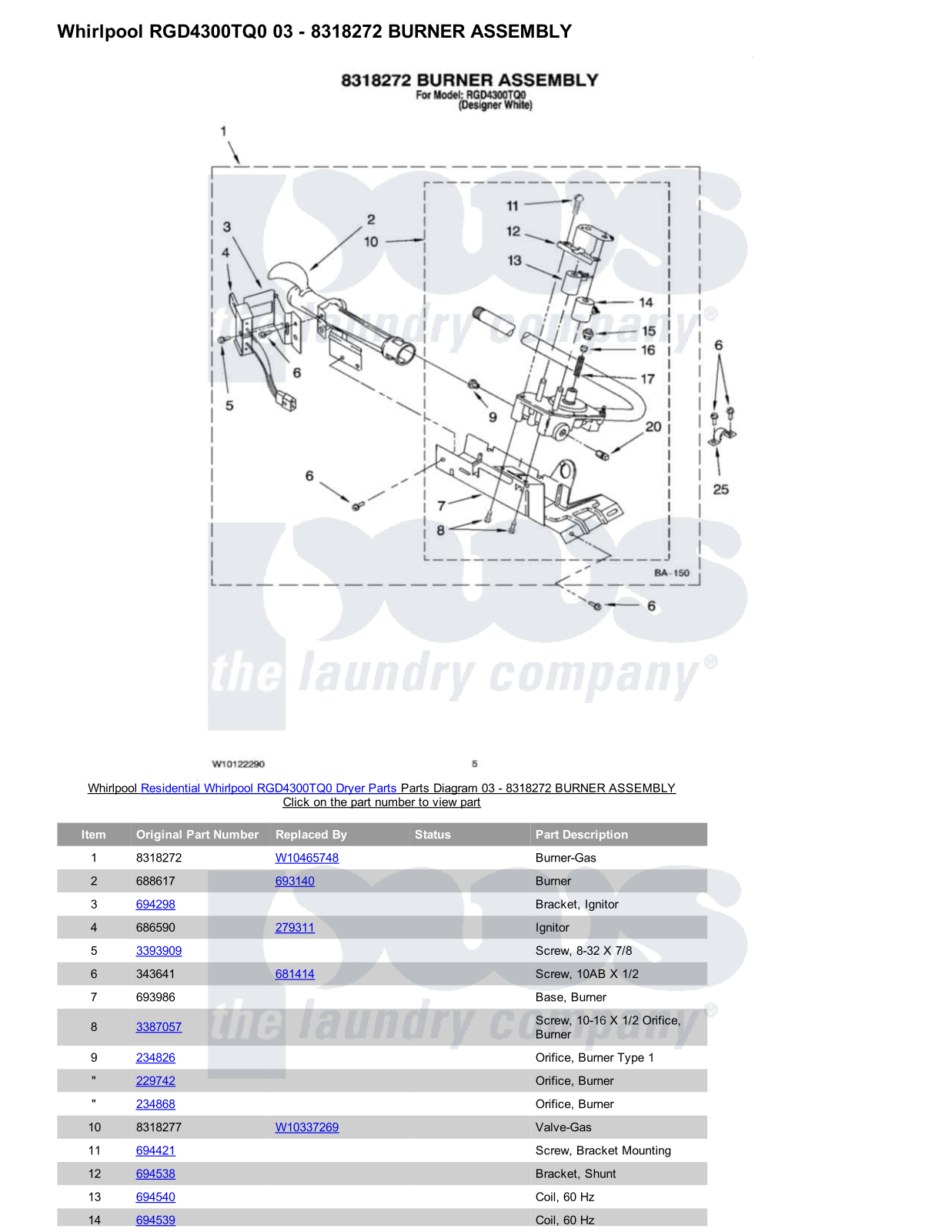 Whirlpool RGD4300TQ0 Parts Diagram